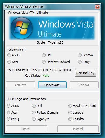 Активатор для windows vista xp и office 100 активация.